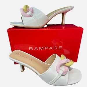 Rampage Women's Aubrie Chain Kitten Heel Sandals White